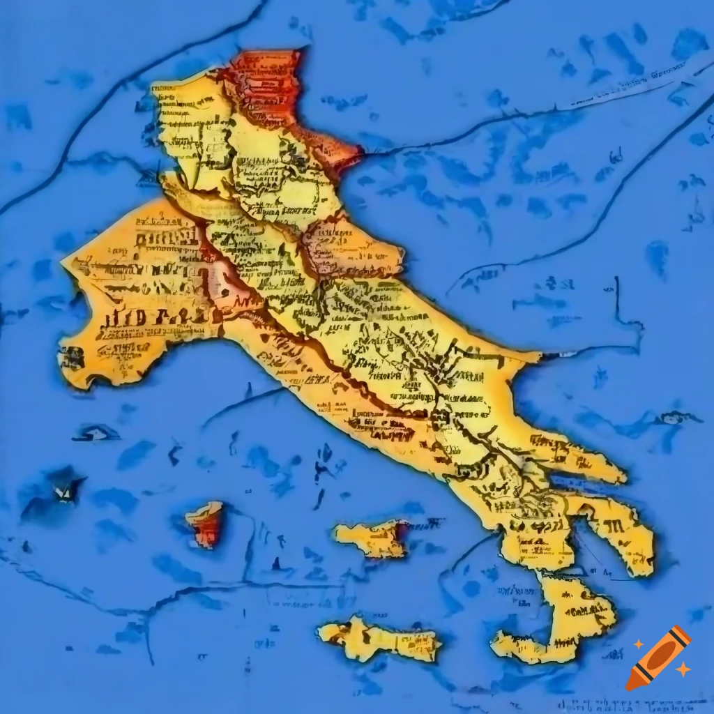 Detailed map of enchanting Italian islands and cities: Sicily, Sardinia, Naples