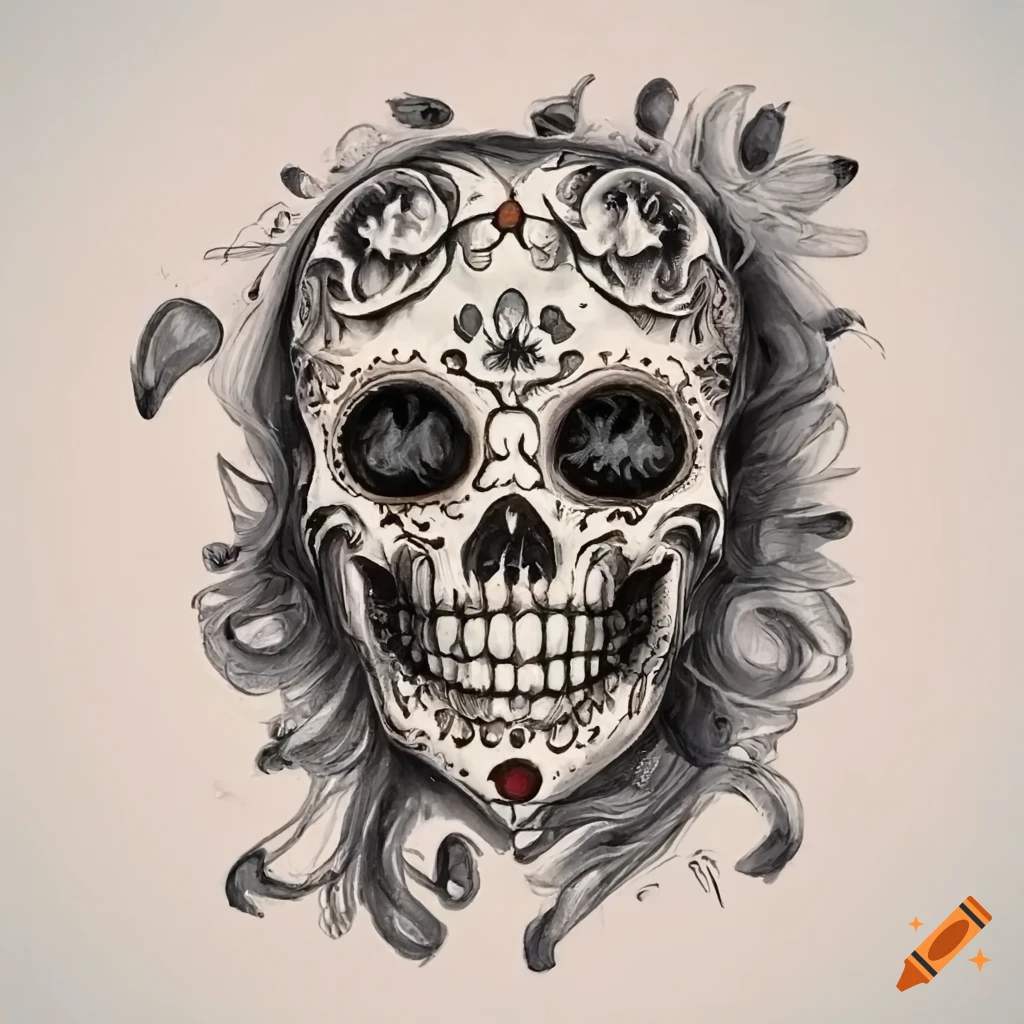 Day of the Dead skull with coffee