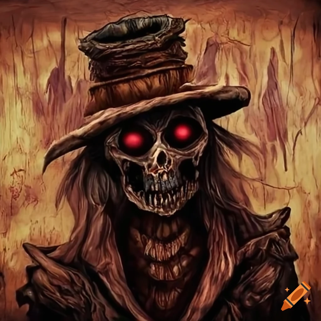 Undead mummified gunslinger in a fantasy western setting with bandages