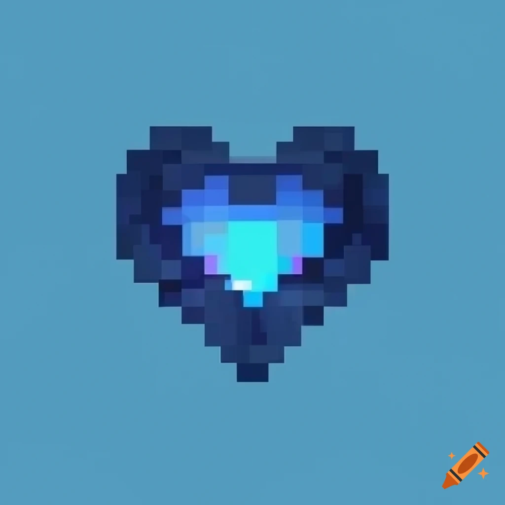 Pixel sky blue heart