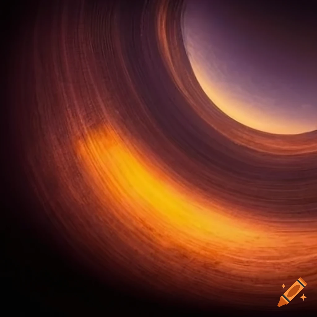 Concentric circles sun above mountainous landscape