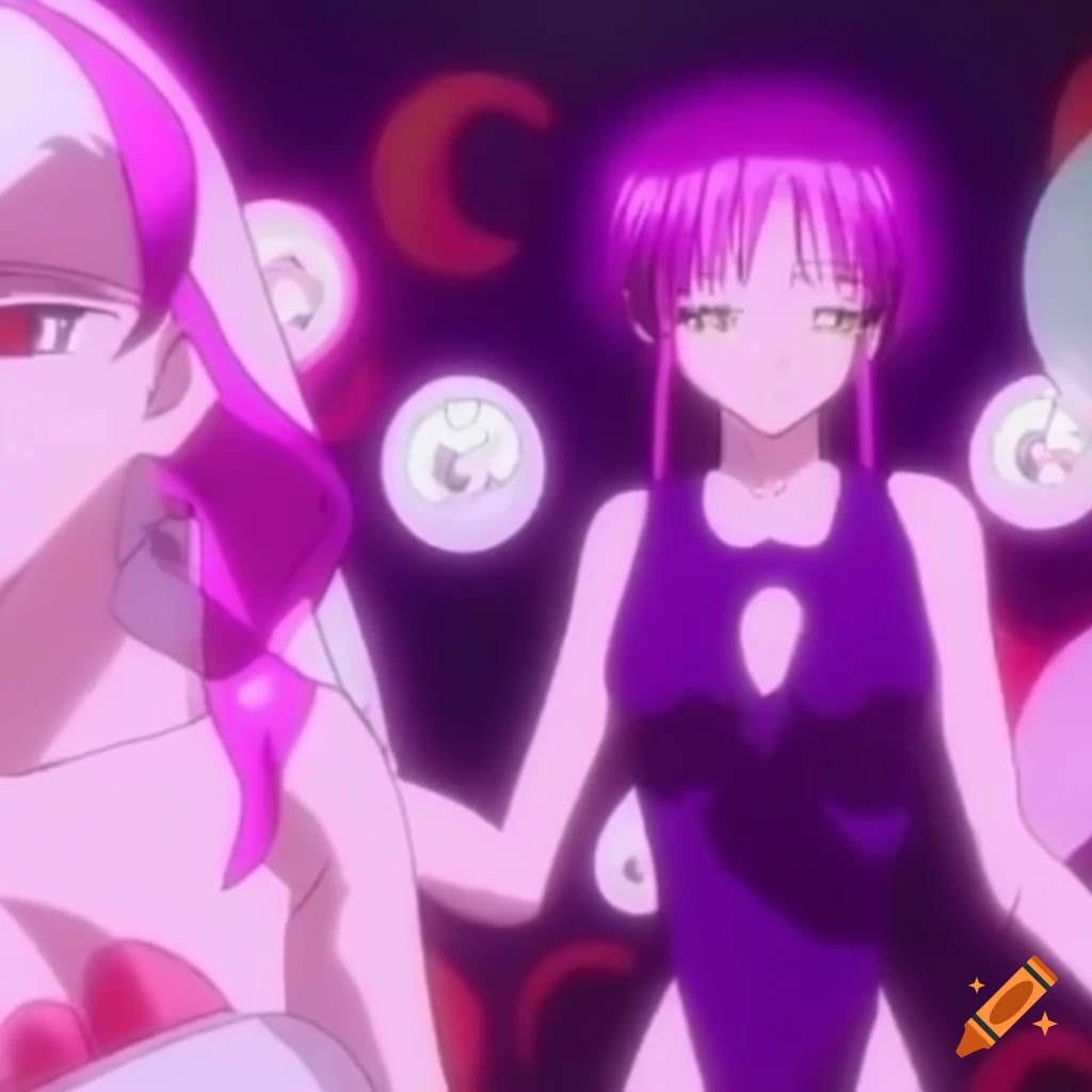 Shiny 3D black diamond with an anime style from the 2000s