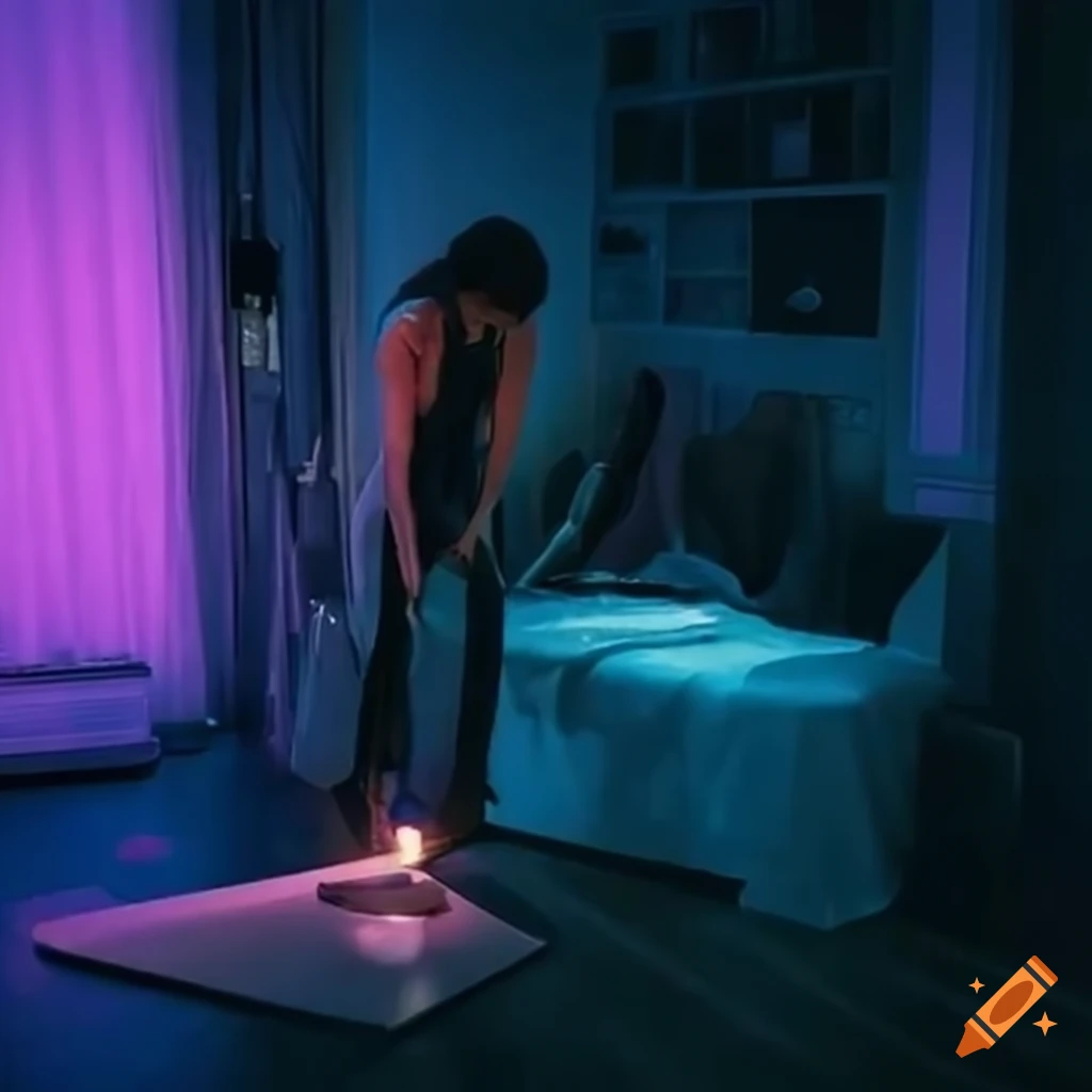 Cyberpunk vacuum cleaner in a modern house