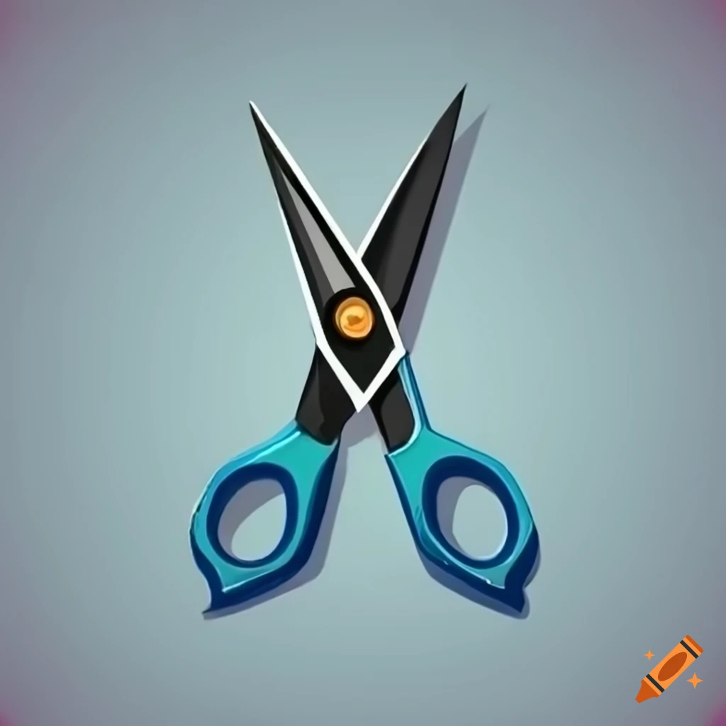 Opened blue massive scissors in a clean and cartoonish style