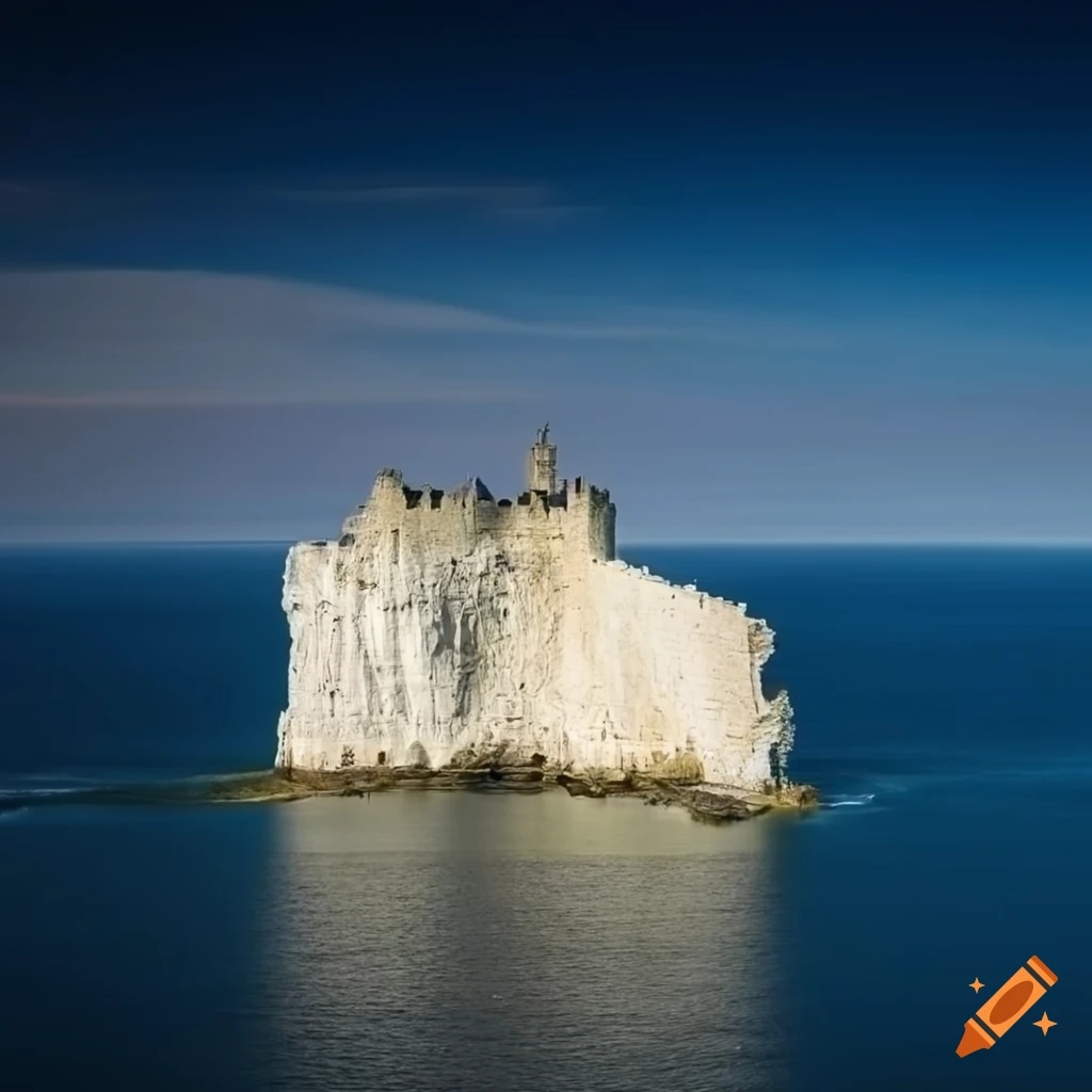 Castle on a giant white cliff by the sea
