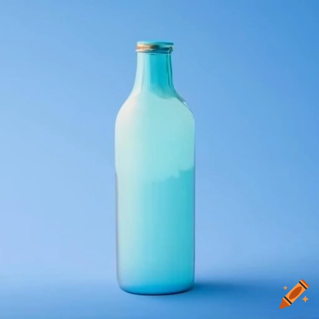 White glass bottle on a blue background