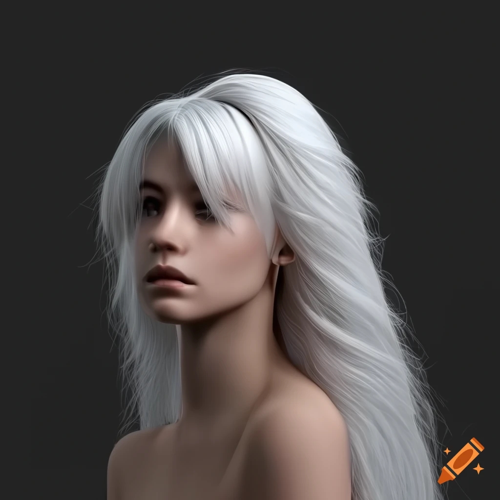 3D model with white hair