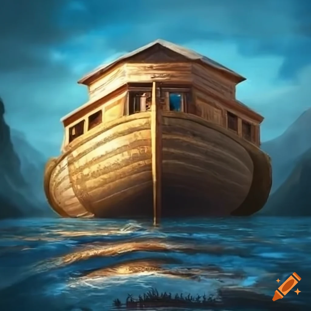 Noah's ark amidst the flood