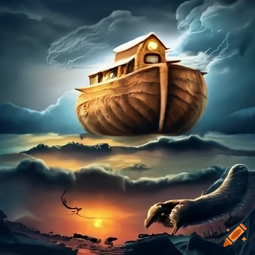 Noah's ark in a stormy sea
