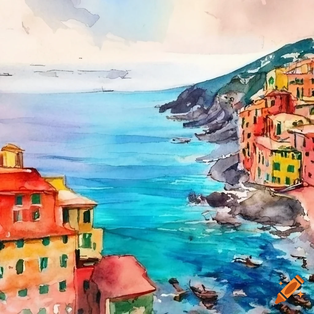 Liguria watercolor painting