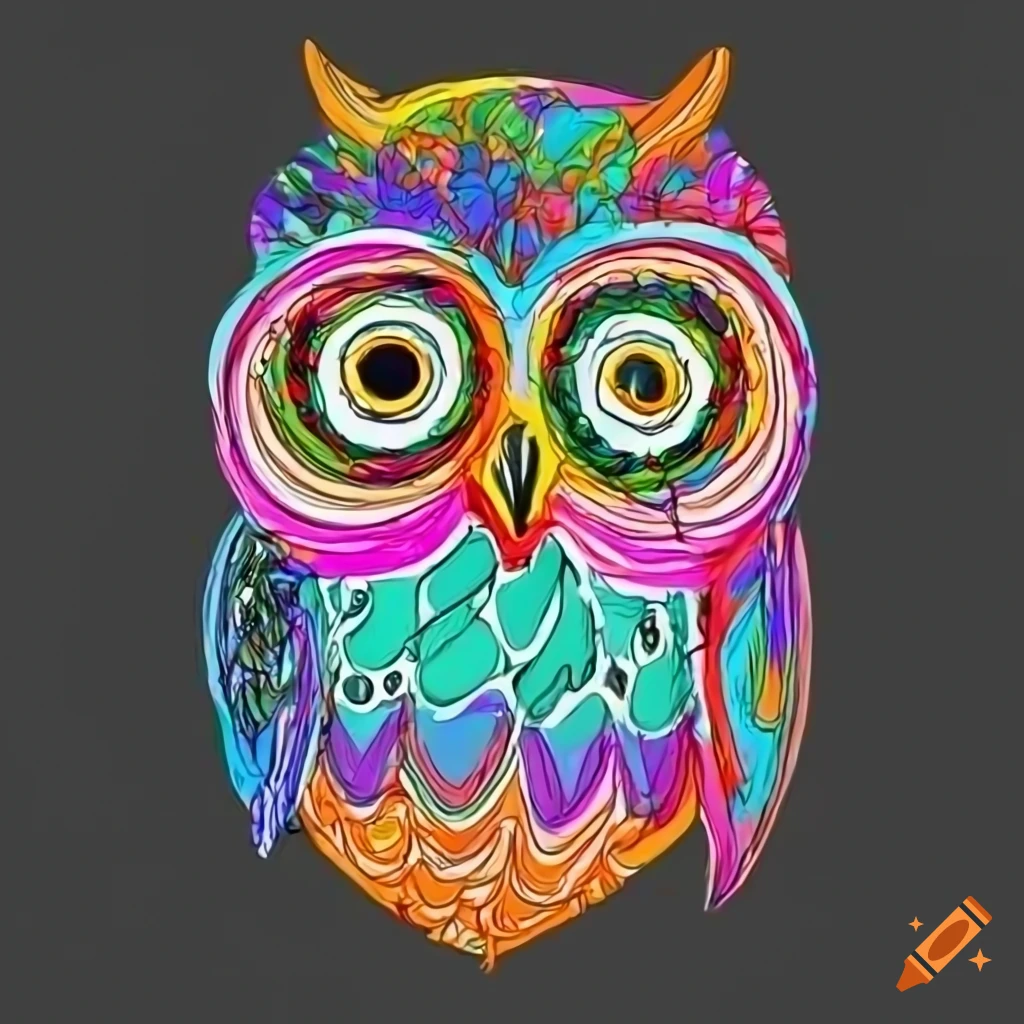Single line drawing of an owl in black