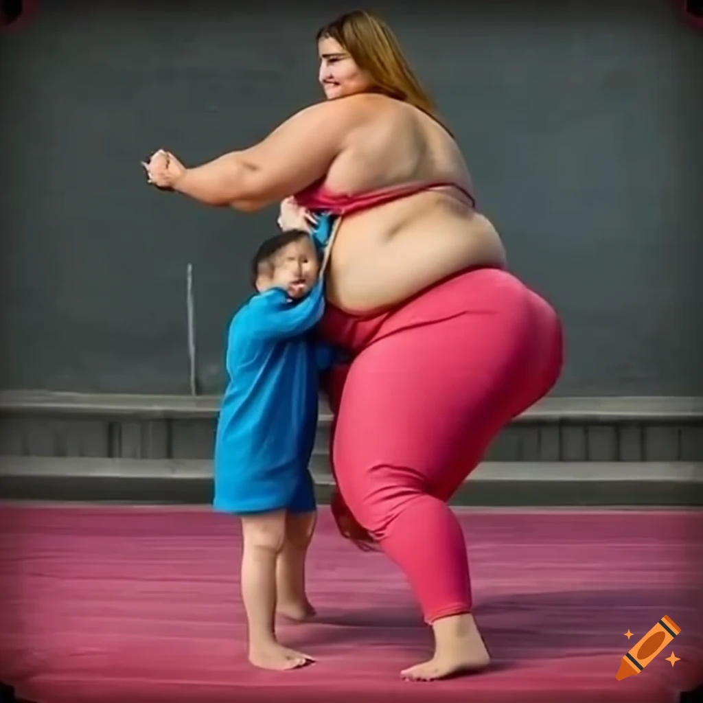 Arab mother playfully wrestling with her child