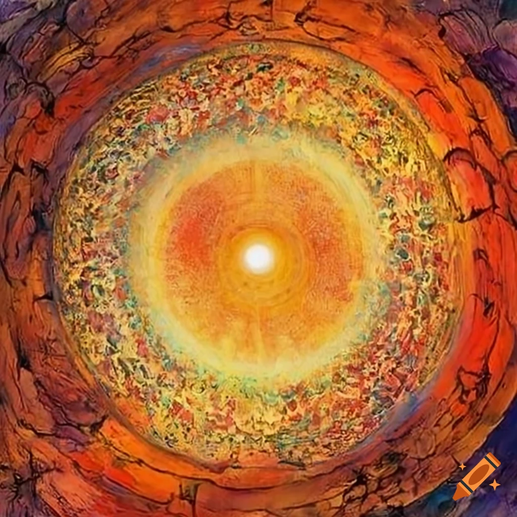Sun made of concentric circles in a fantasy painting