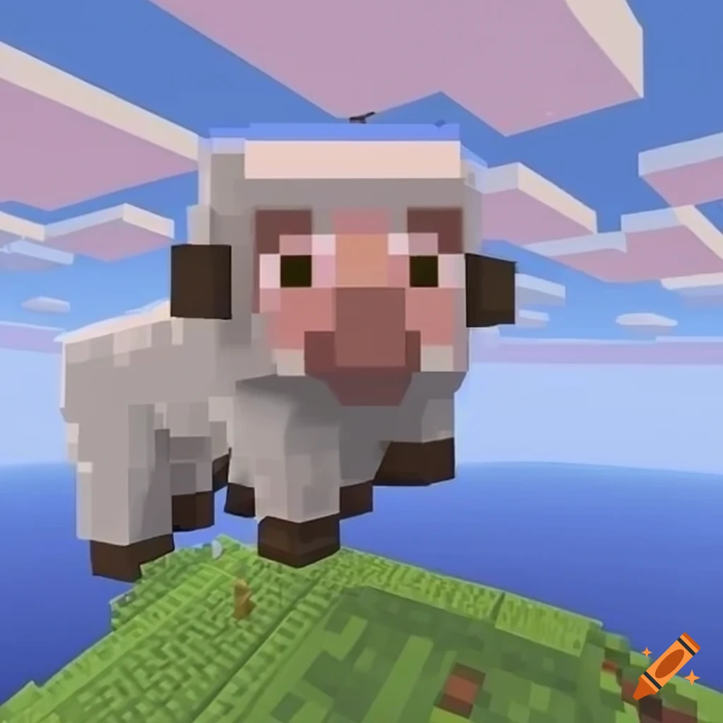 Cute Minecraft sheep prancing on a hill