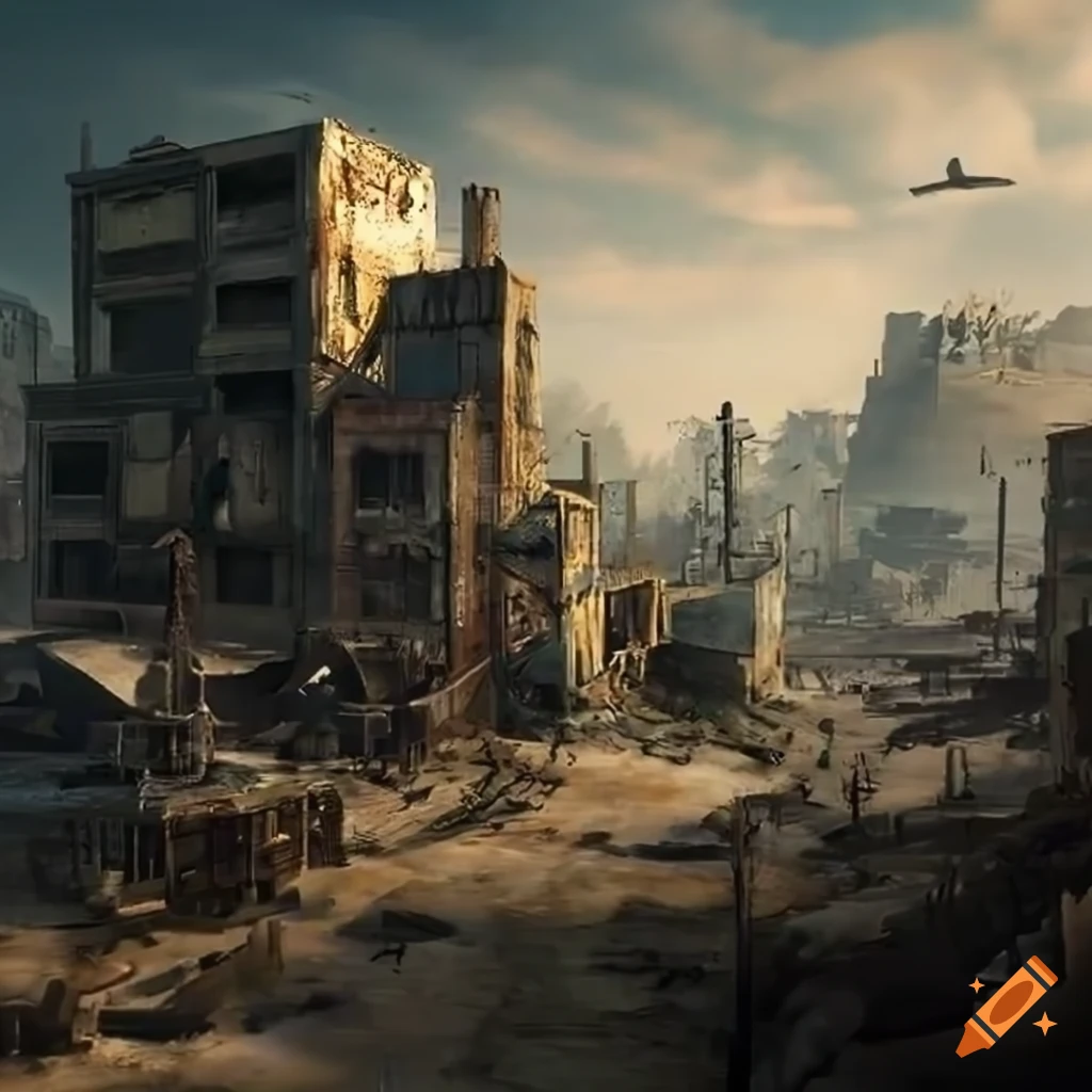 Post-apocalyptic 3D artwork of Nuketown from Call of Duty: Black Ops II