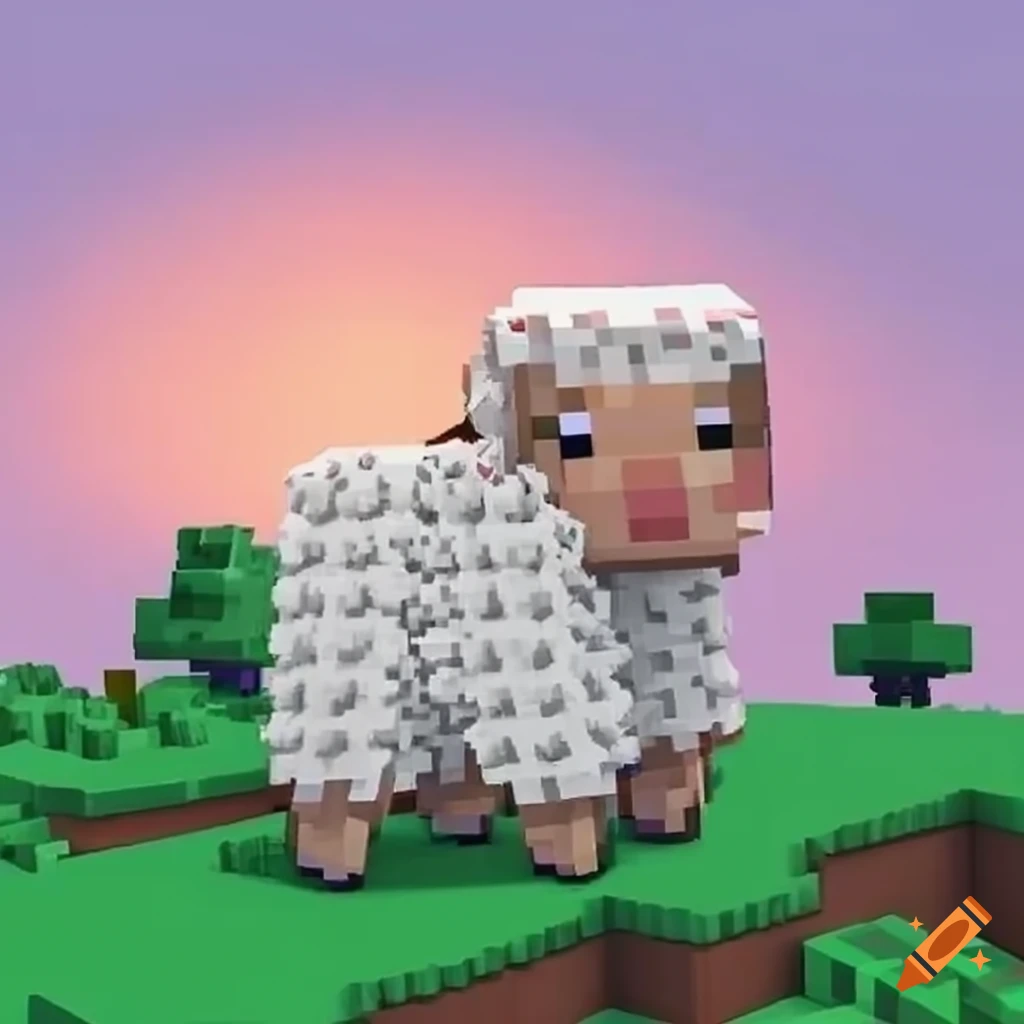 Cute Minecraft sheep prancing on a hill