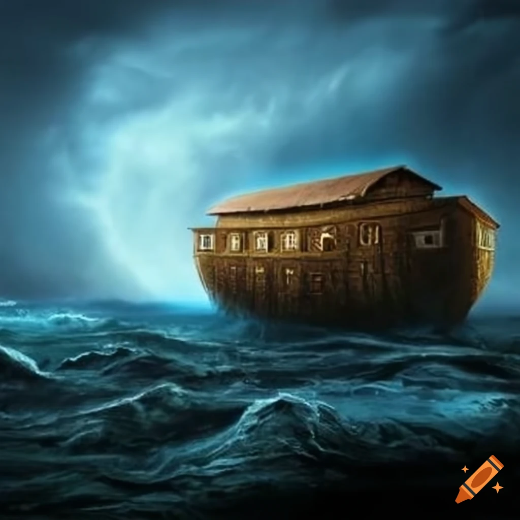 Noah's ark in a stormy sea