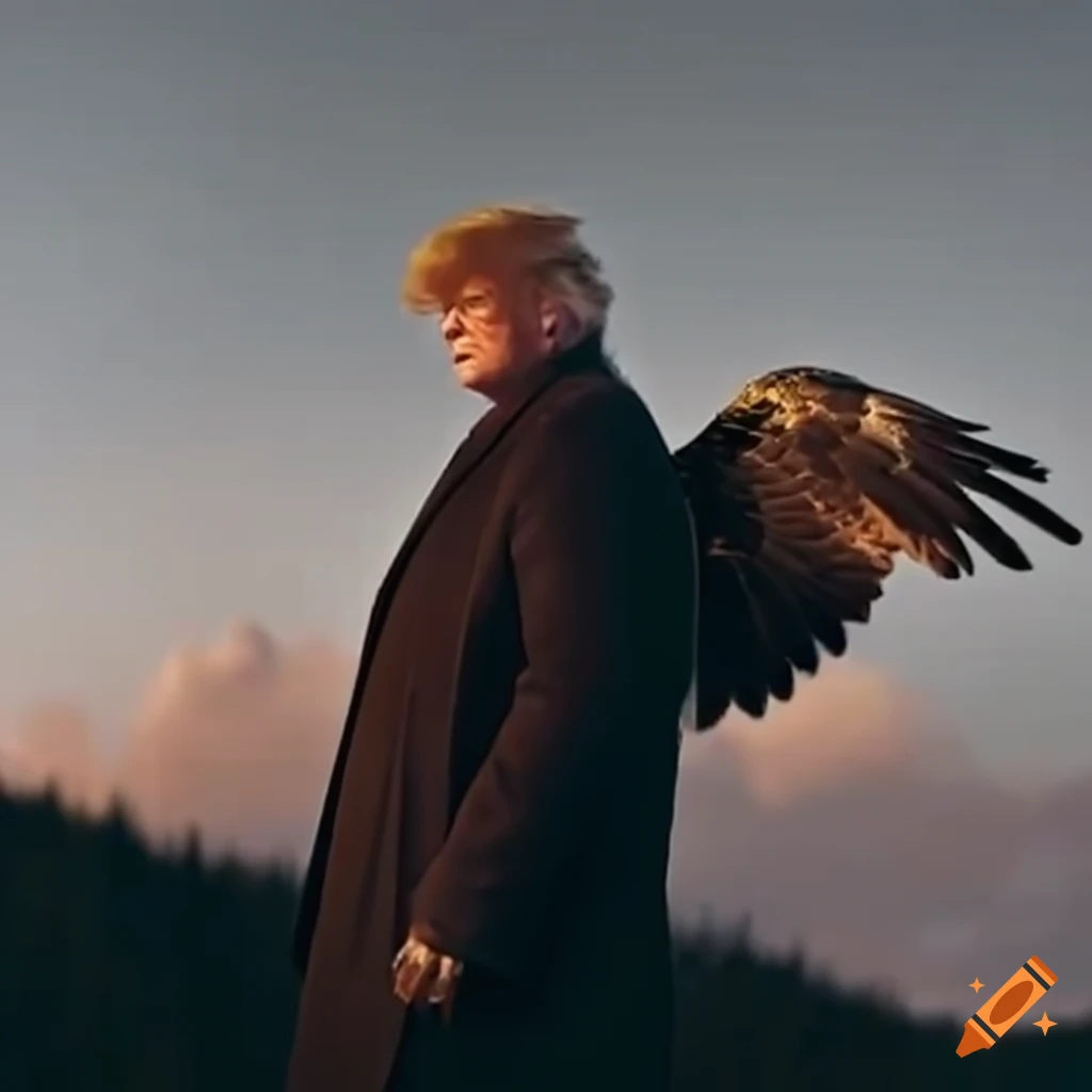 Satirical illustration of Trump and Putin riding an eagle