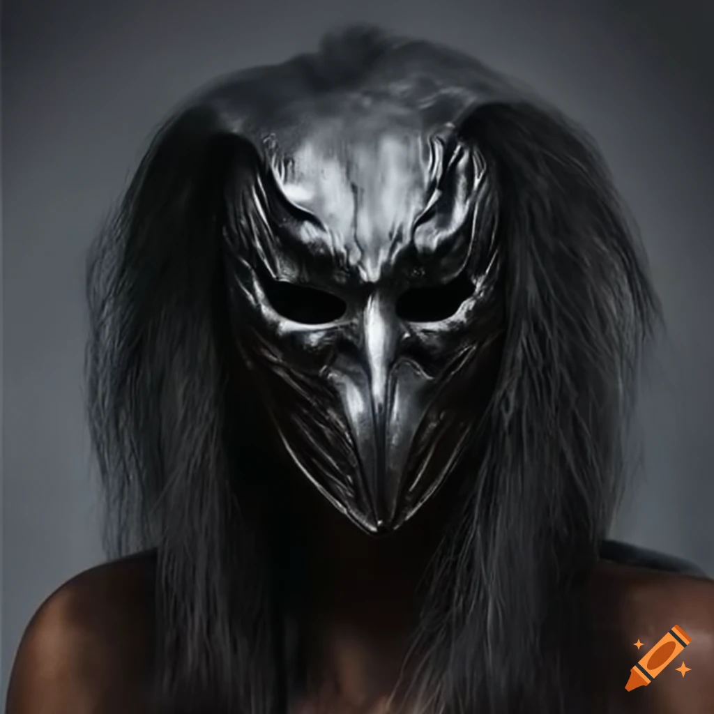 Scary black eagle metal mask for combat