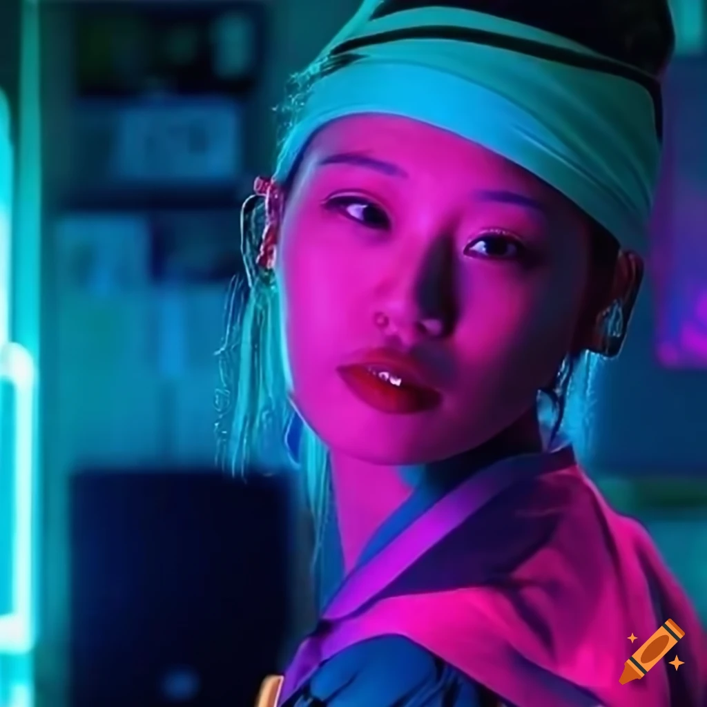 Tom Hardy and a Japanese woman in a neon-lit Tokyo hotel room