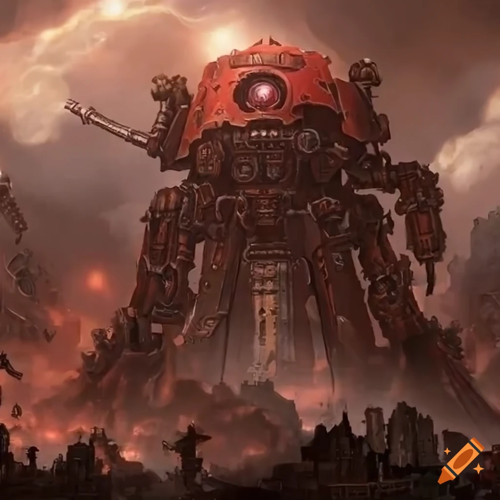 Adeptus Mechanicus engineers constructing a machine on a gas giant's stormy clouds