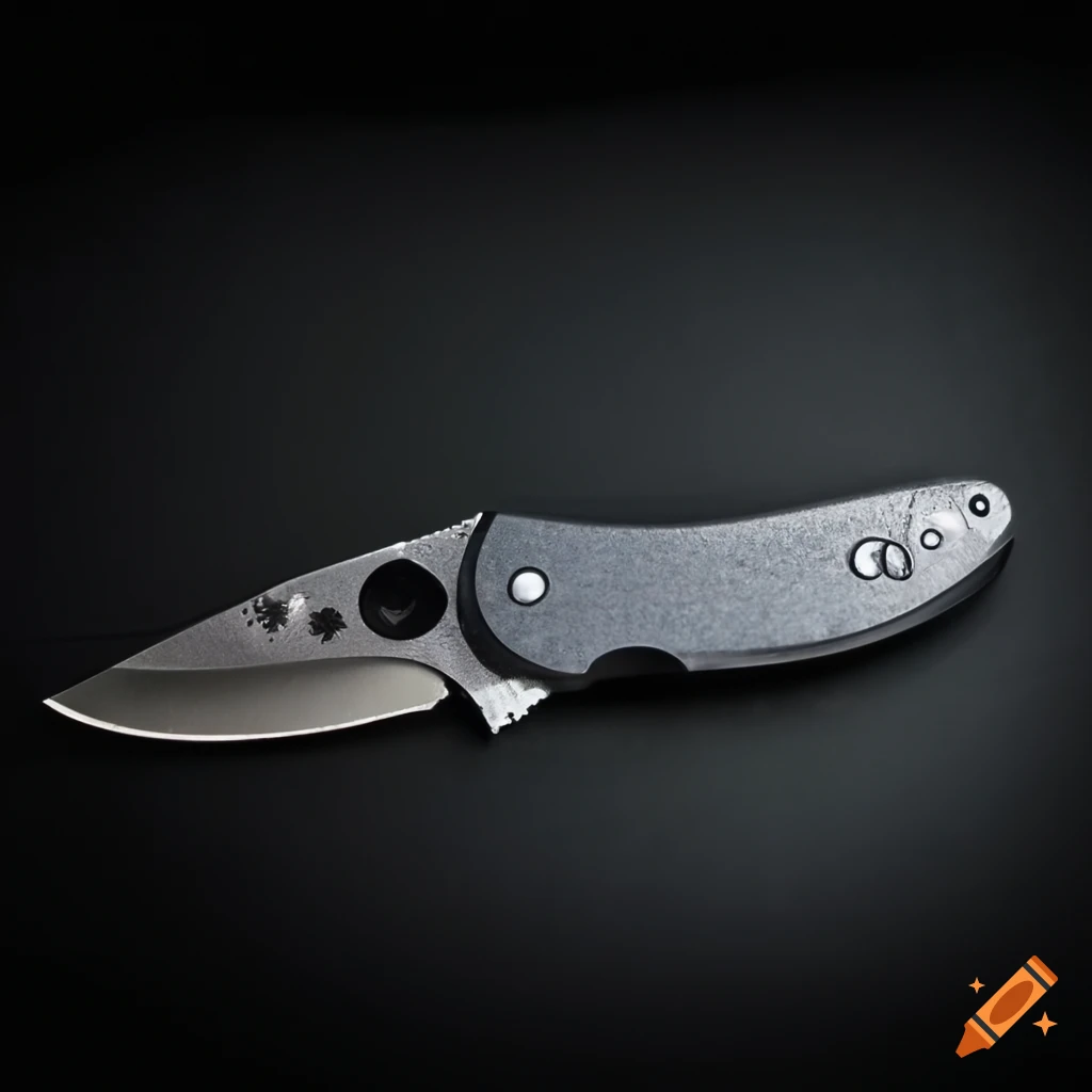 Spyderco jackknife on dark glass steel table in futuristic Japan style