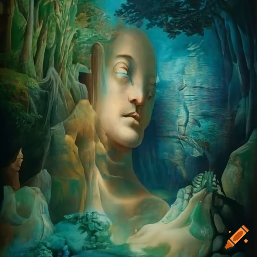 Artistic depiction of Adam's creation in a lush oasis