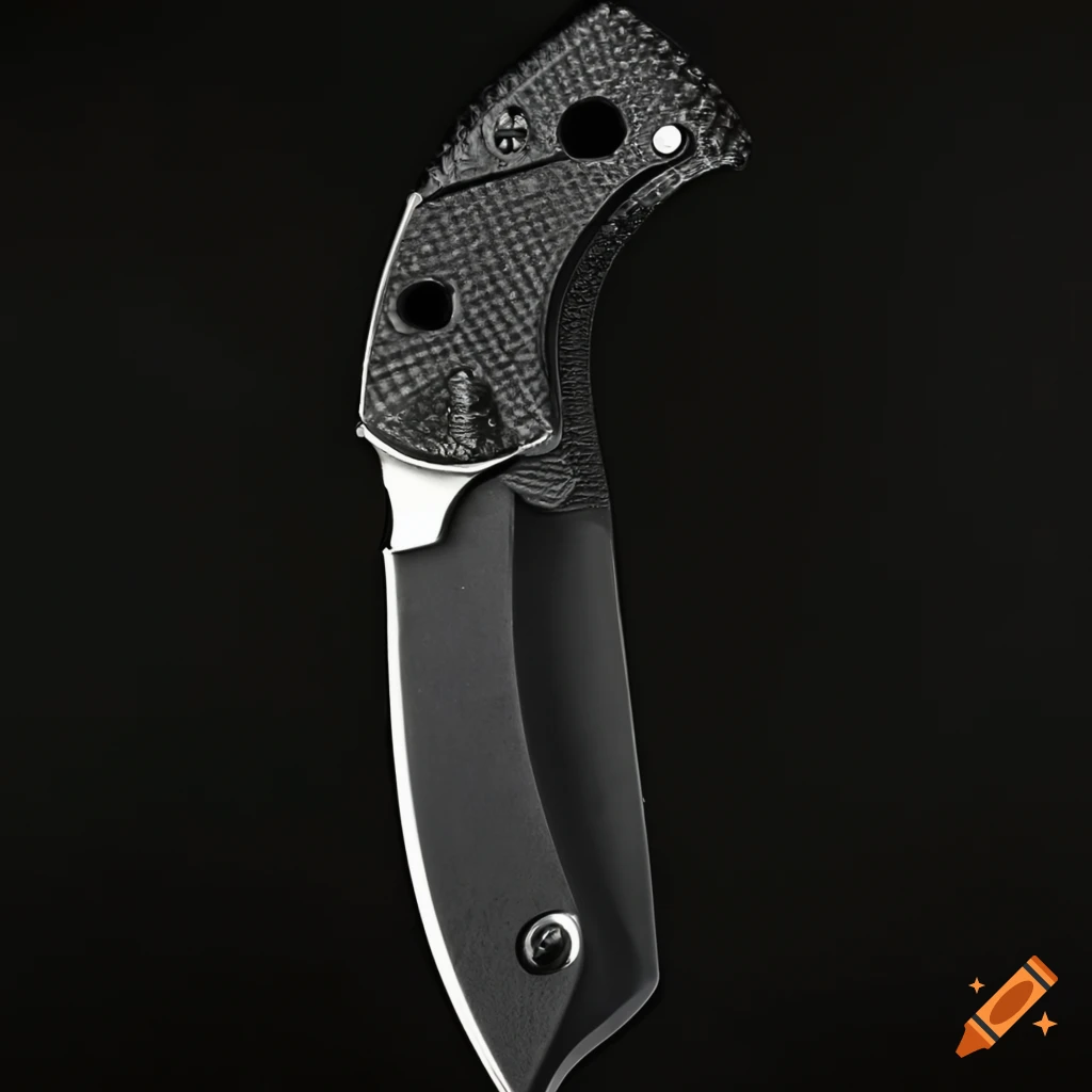 Spyderco jackknife on dark glass steel table in futuristic Japan style