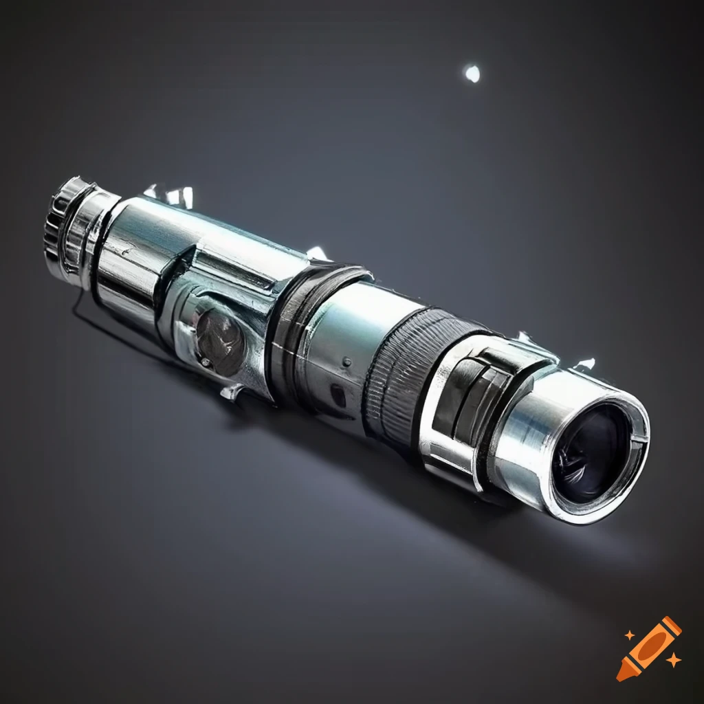 Detailed lightsaber blueprint design with components and diagrams