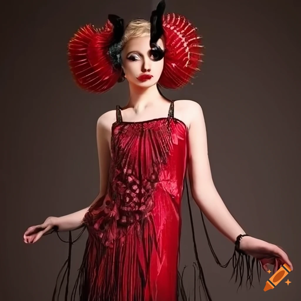 1920s flapper girl with Venus fly trap dress on Craiyon