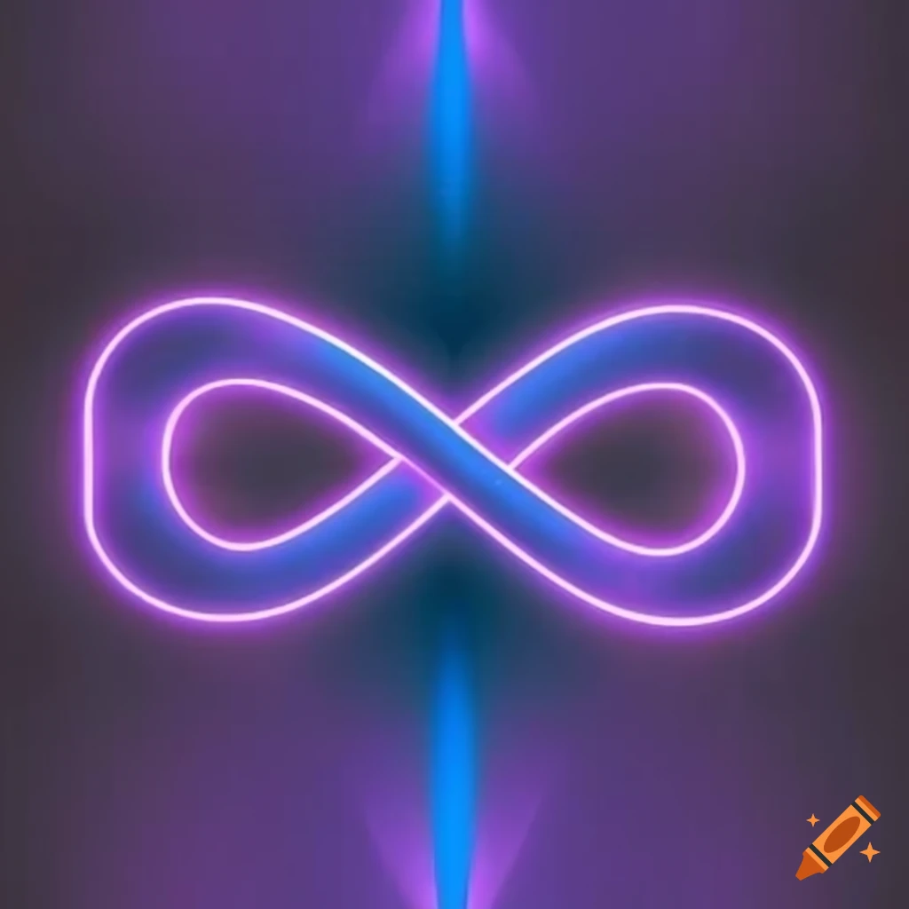 Blue and purple glowing infinity sign on a dark background