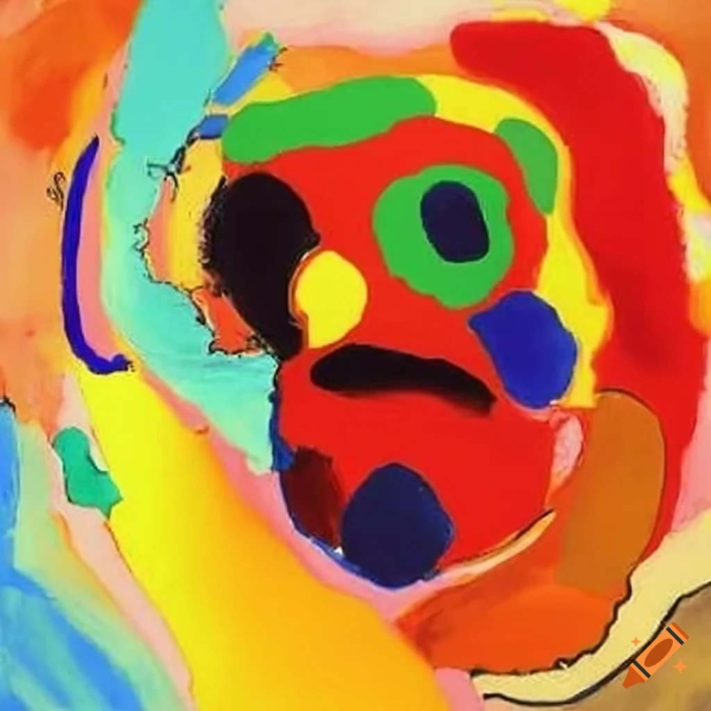 Colorful abstract painting of a birthday party by Kandinsky and Karel Appel