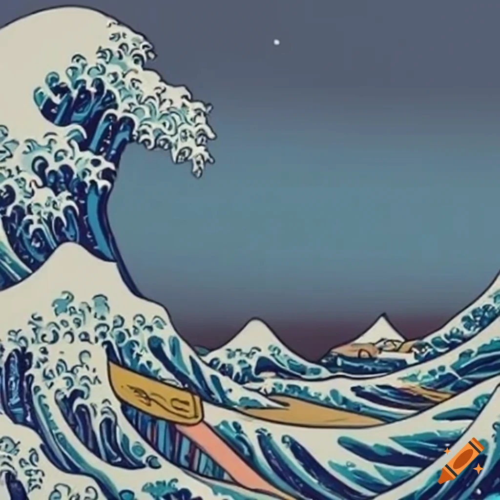The Great Wave off Kanagawa with a surfer