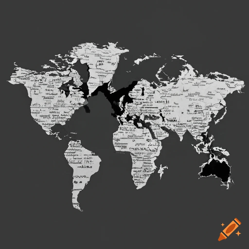 Black and white world map with text box for Philippines, USA, and Pakistan