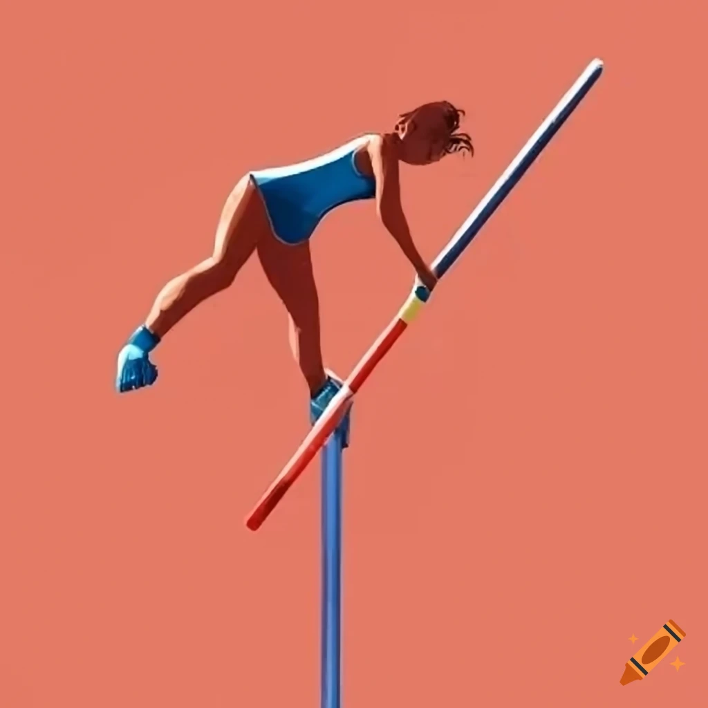 Athlete pole vaulting using Eiffel Tower as a pole in Olympics Paris illustration