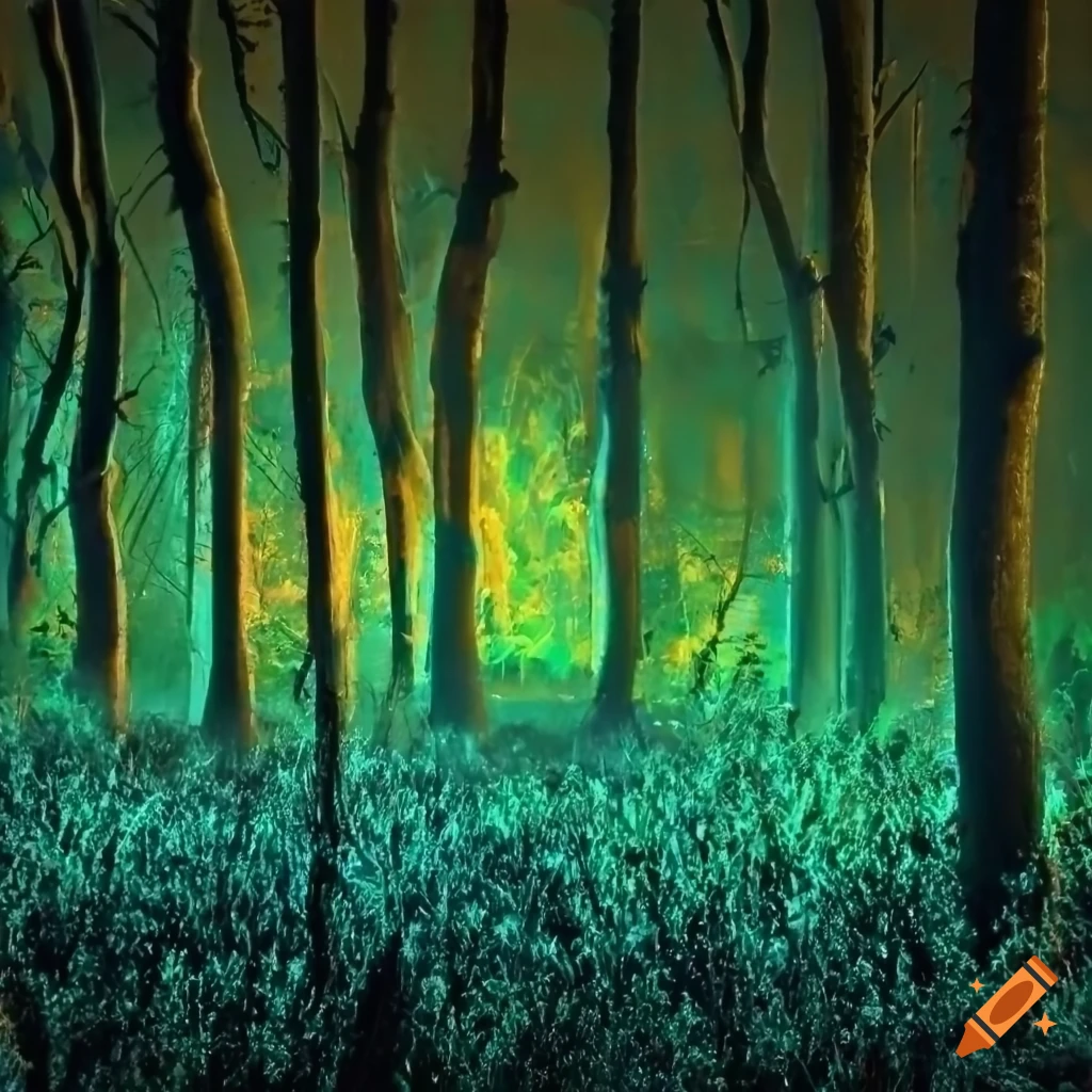 Neon glowing forest