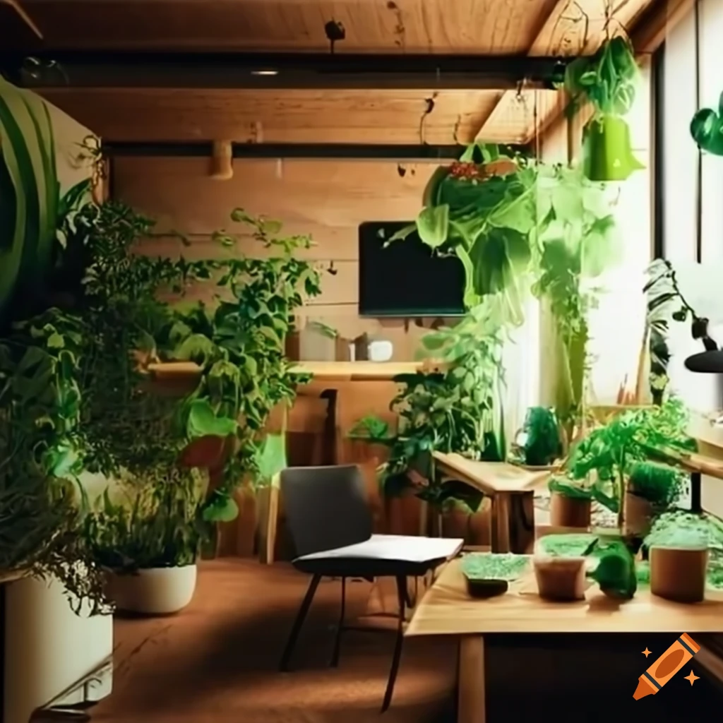 Eco-friendly coworking space with plants