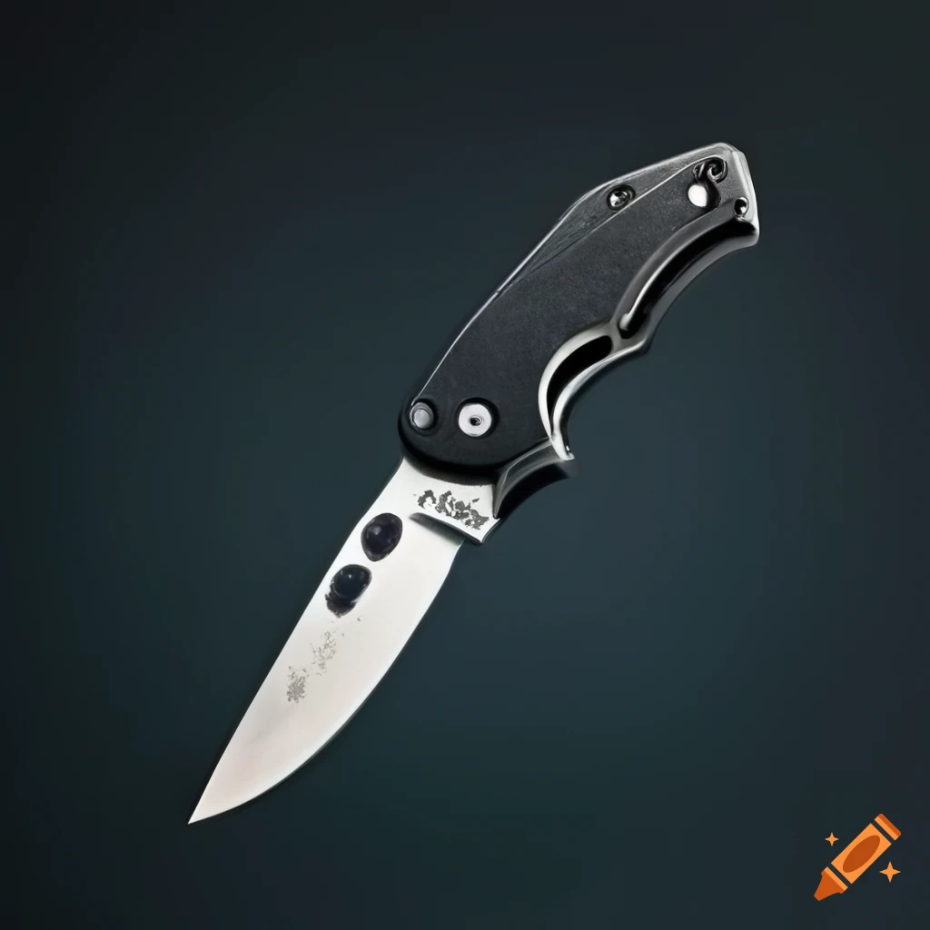 Spyderco jackknife on dark glass steel table with futuristic Japan style