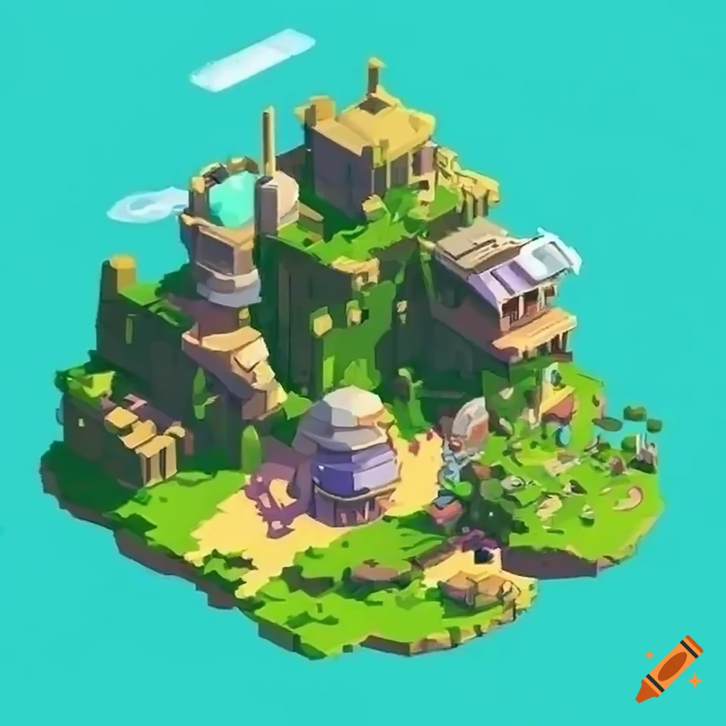 Studio Ghibli style isometric sci-fi real-time strategy like Warcraft 3