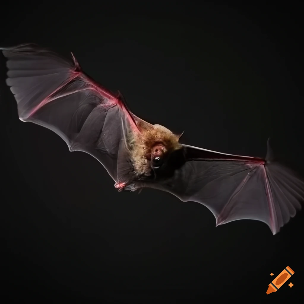 Bat in flight with high contrast solid background