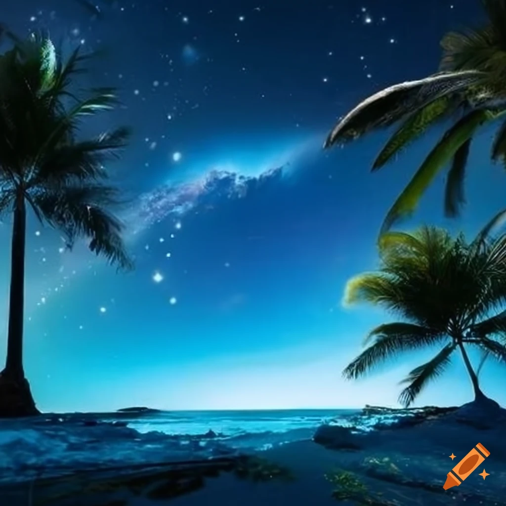 Space oasis with a palm tree