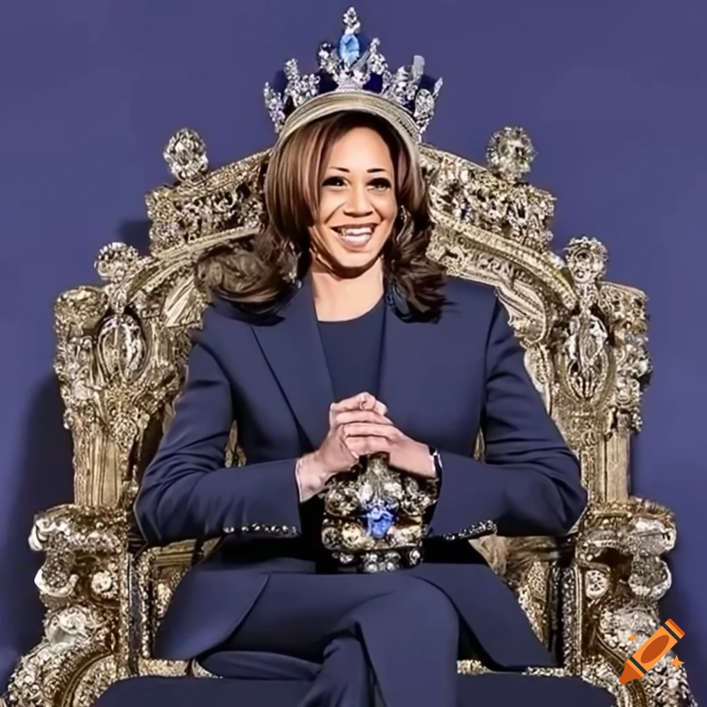 Portrait of the esteemed queen kamala harris adorned in regal 