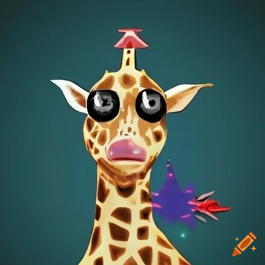 Giraffe astride rockets symbolizing wealth and progress