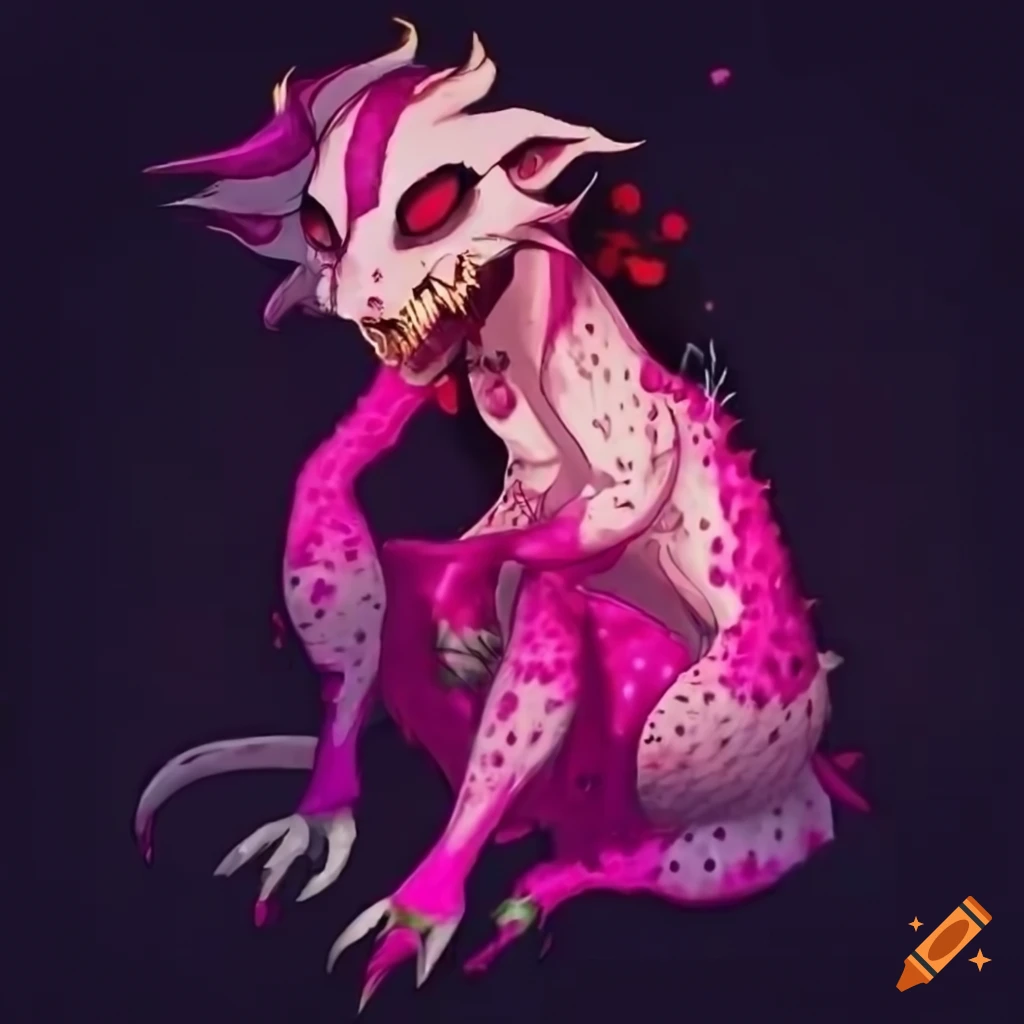 Dragonfruit-themed unique fursona inspired by vampires