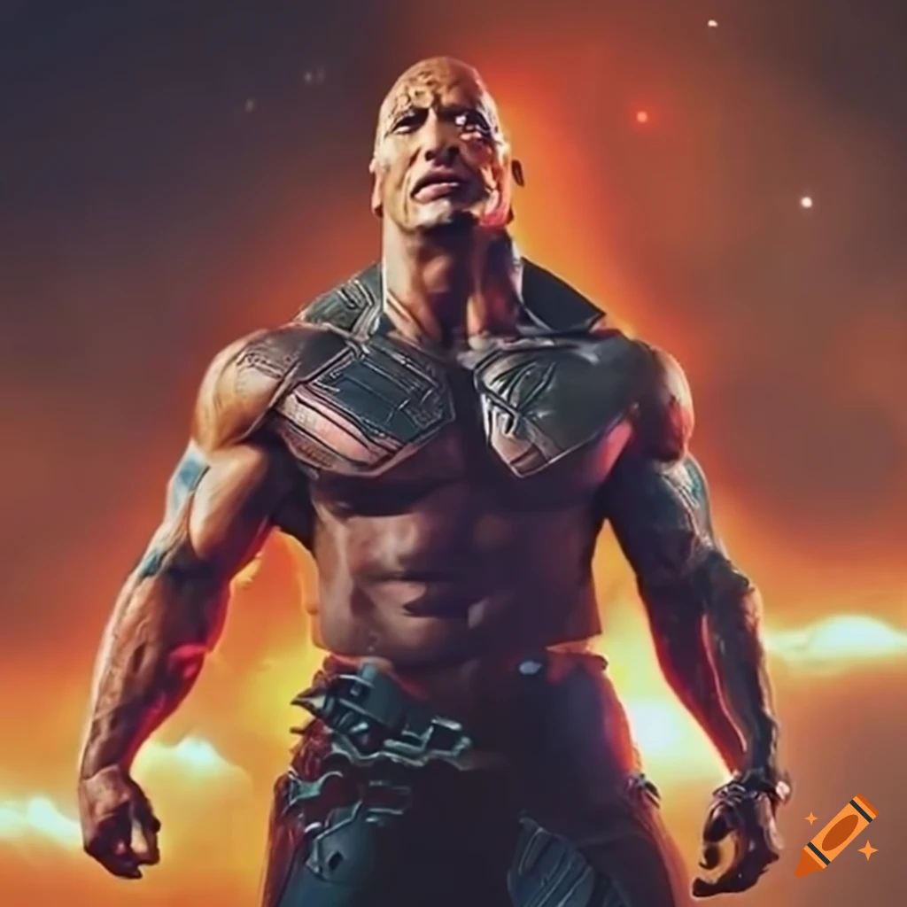 Dwayne 'The Rock' Johnson in a cosmic power setting with other entities