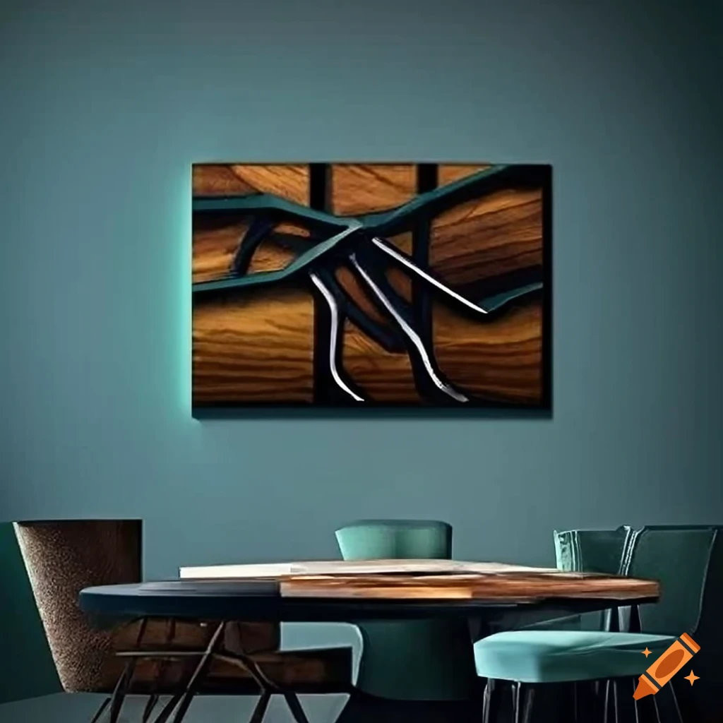 Luxurious wall art crafted from rich black walnut wood with masculine carvings