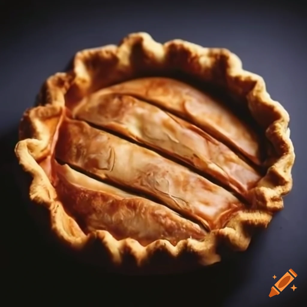Slice of delicious pie with a golden crust