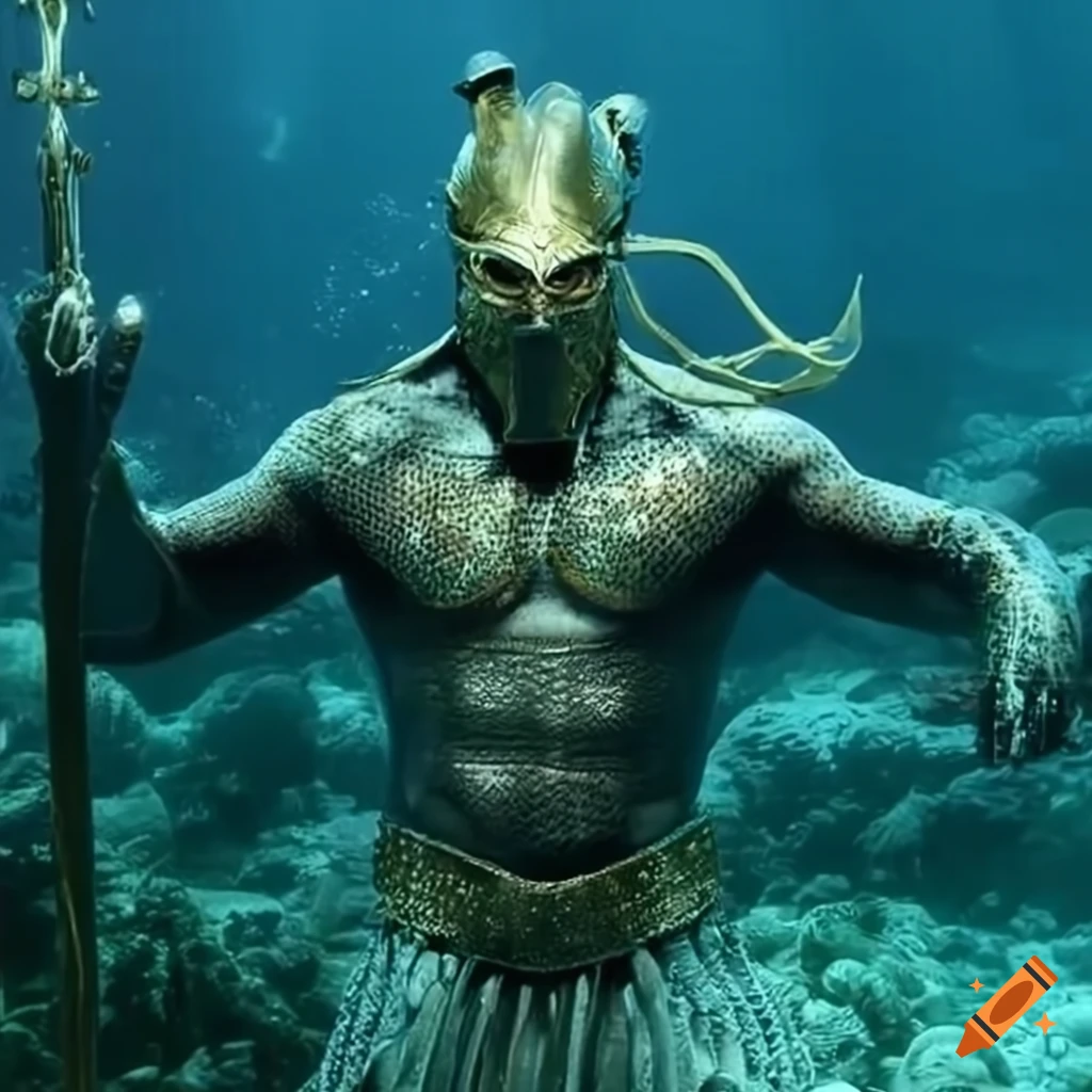 Underwater humans in ancient Greek armor similar to Aquaman
