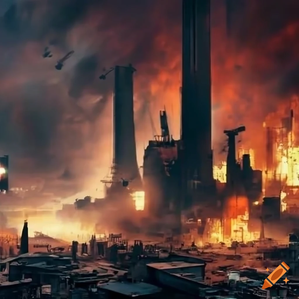 Industrialized world with numerous factories