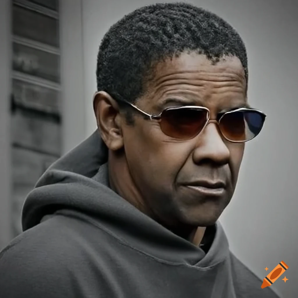 Denzel Washington in urban attire with sunglasses
